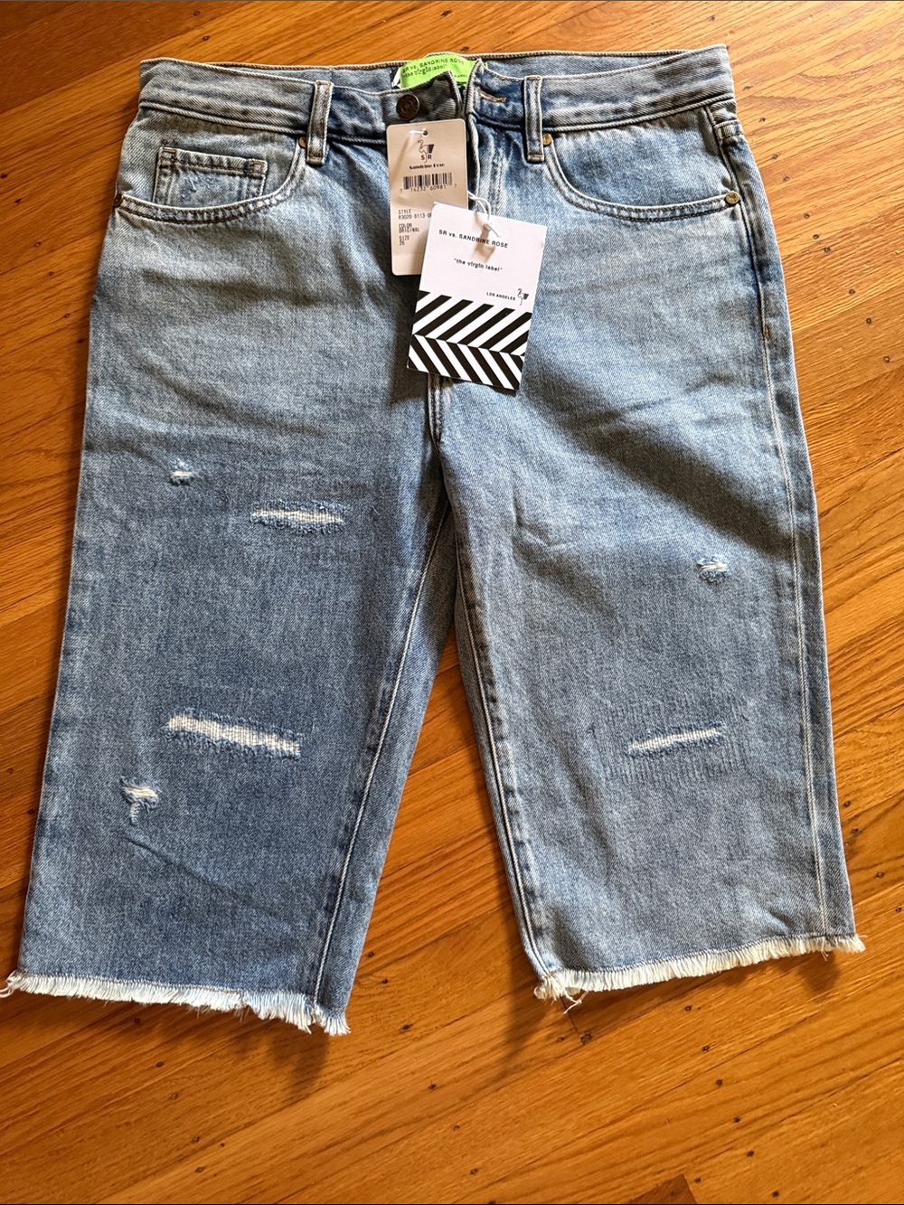 Free People SR vs. Sandrine Rose Light Blue Distressed Jean Shorts 26